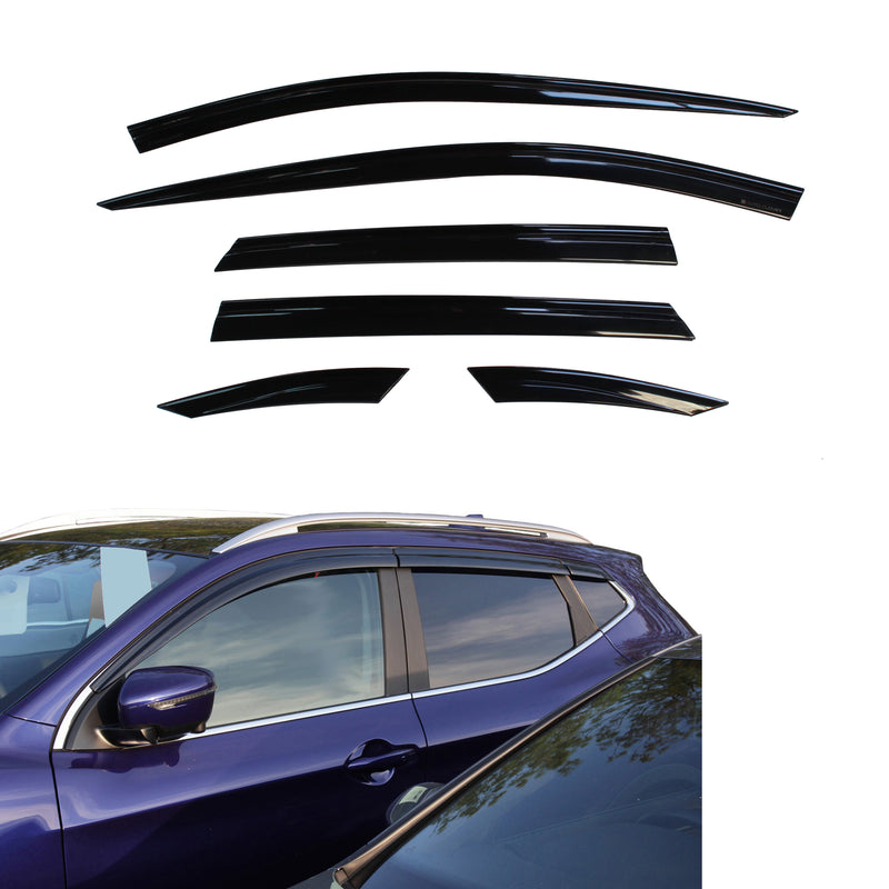 Auto Clover Wind Deflectors Set for Nissan Qashqai 2014 - 2020 (6 pieces)