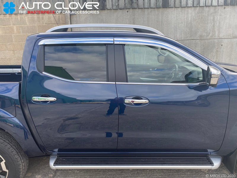 Auto Clover Chrome Wind Deflectors Set for Nissan Navara 2015+ Double Cab