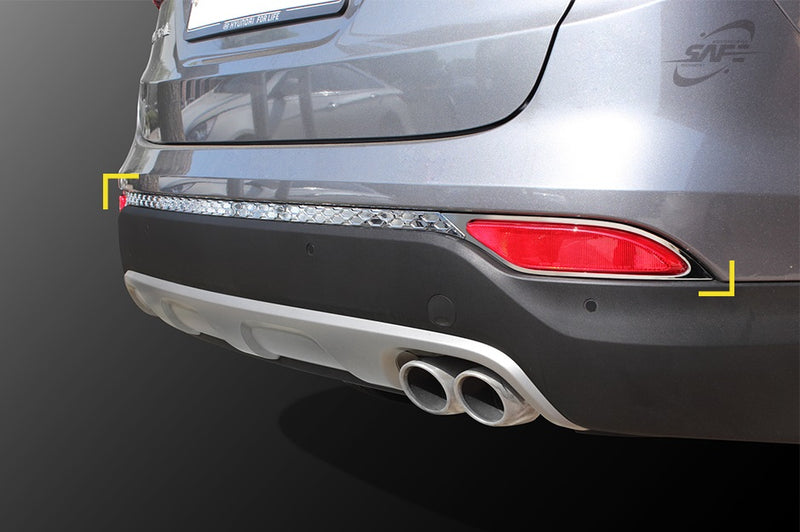 For Hyundai Santa Fe 2013 - 2015 Chrome Rear Bumper Styling Trim Set (3 pieces)
