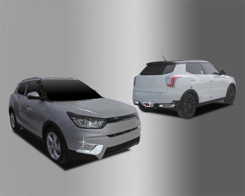 Auto Clover Chrome Front/Rear Fog/Brake Light Trim for Ssangyong Tivoli 2014-19
